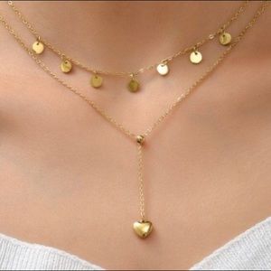 New! Heart Double-Layer Y Lariat Necklace. Fashion Jewelry.